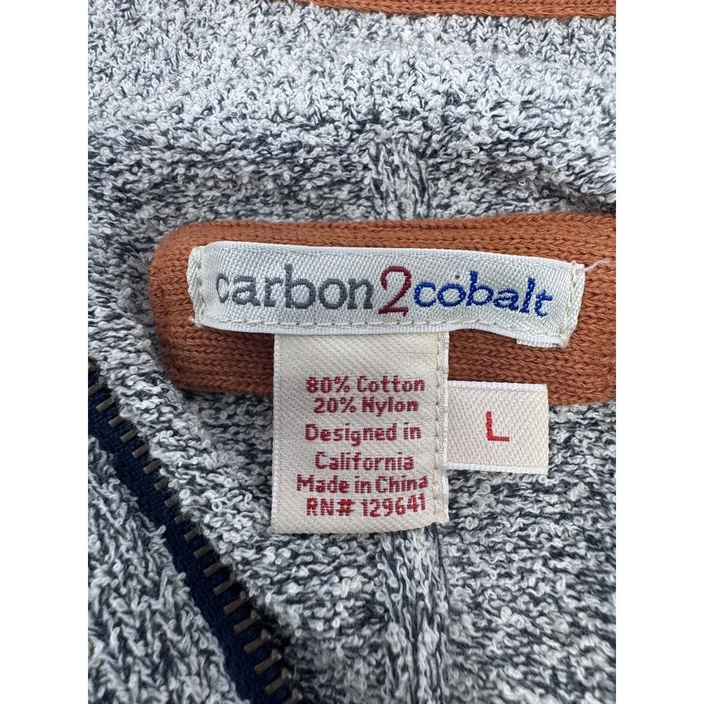 Carbon2Cobalt Men's Heathered Gray 1/4 Zip Mock Neck Sweater Size L Cotton Blend